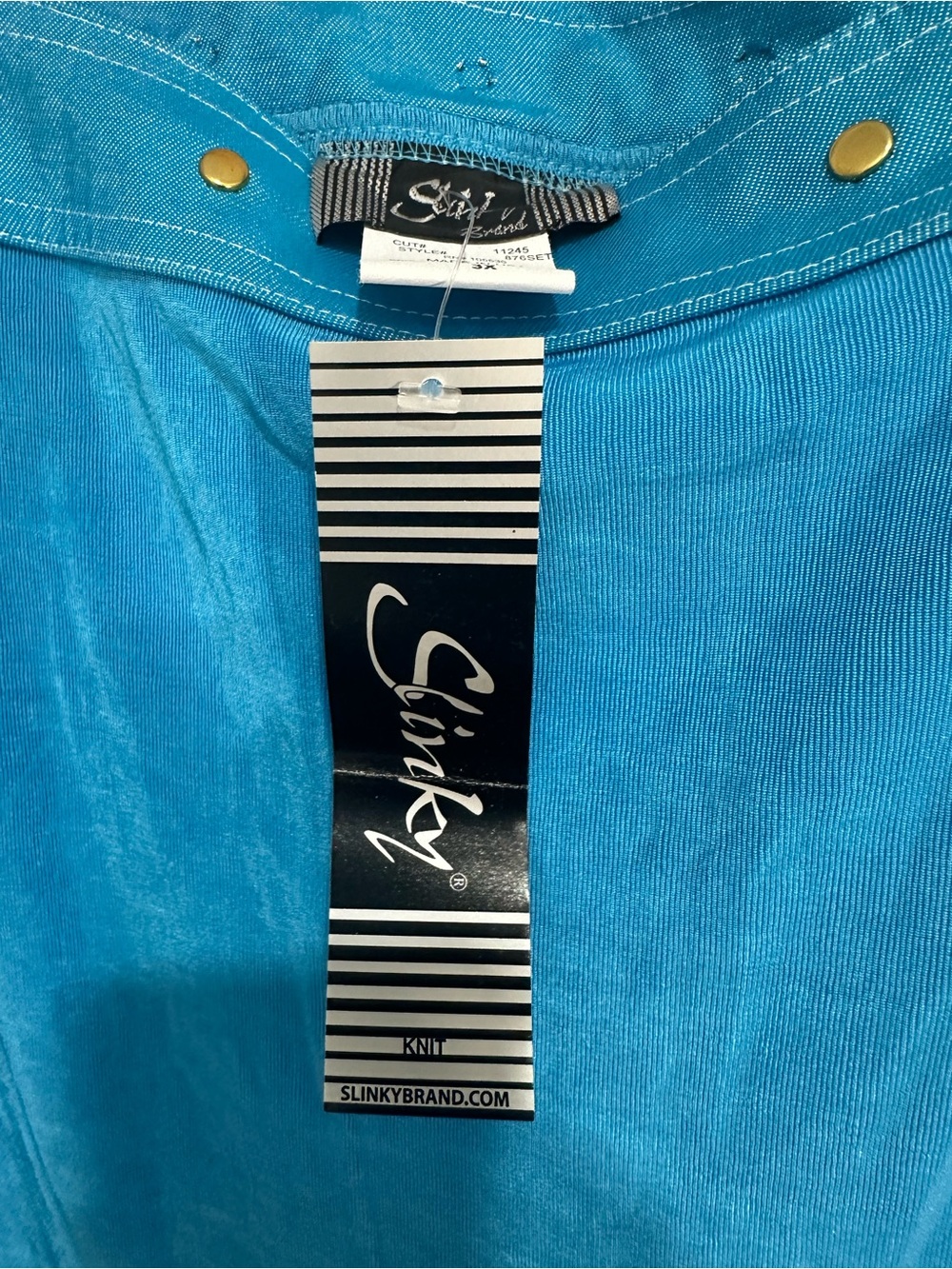 Blue Women’s Square-Neck Tank Top with Gold Studs - Picture 3 of 4